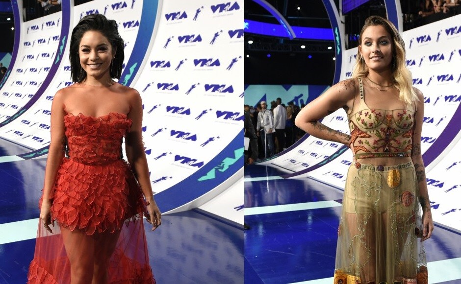 Vanessa Hudgens and Paris Jackson at the MTV VMAs red carpet. Photo by AP Vanessa Hudgens and Paris Jackson at the MTV VMAs red carpet. Photo by AP