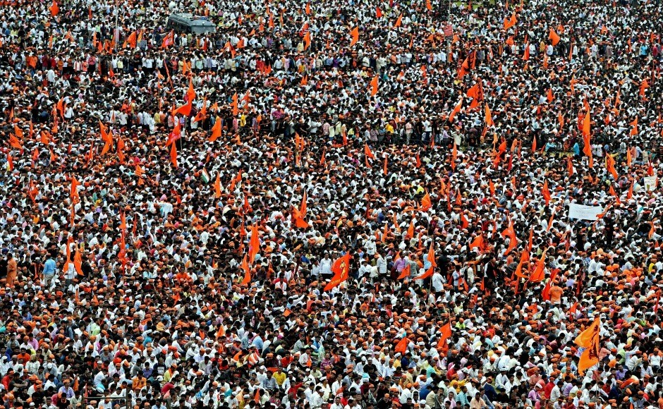 Largely peaceful, the organisers had urged the participants to follow the code of conduct — to march silently without any sloganeering or speeches and to not carry any banners or placards except the official logo of the Maratha Kranti Morcha. PTI Largely peaceful, the organisers had urged the participants to follow the code of conduct — to march silently without any sloganeering or speeches and to not carry any banners or placards except the official logo of the Maratha Kranti Morcha. PTI