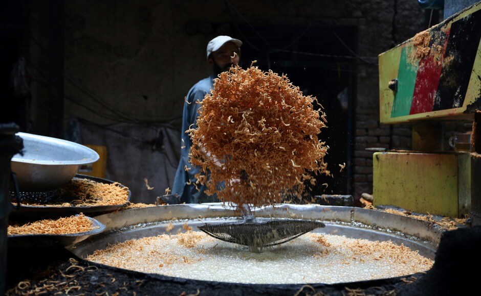 The animal sacrificed during the occasion is referred to as Udiyyah; while the fried liver is served for breakfast, the rest of the animal constitutes meals for lunch and dinner. A man making traditional sweets in a market shop in Kabul, Afghanistan. AP The animal sacrificed during the occasion is referred to as Udiyyah; while the fried liver is served for breakfast, the rest of the animal constitutes meals for lunch and dinner. A man making traditional sweets in a market shop in Kabul, Afghanistan. AP