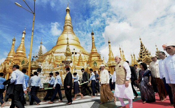 Narendra Modi ends Myanmar tour with visit to Shwedagon pagoda, Kalibari temple Narendra Modi ends Myanmar tour with visit to Shwedagon pagoda, Kalibari temple