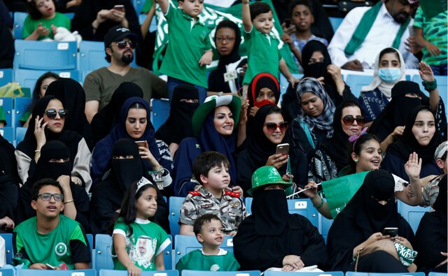 In a historic reform, women were allowed for the first time to enter the national stadium to join in the celebrations. Reuters In a historic reform, women were allowed for the first time to enter the national stadium to join in the celebrations. Reuters