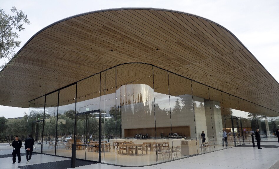 An exterior view of Apple's new visitor center. Image: AP Photo. An exterior view of Apple's new visitor center. Image: AP Photo.