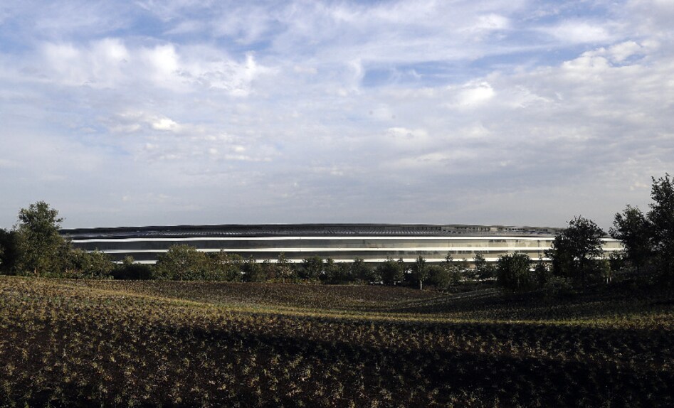 The new Apple campus is seen early Tuesday. Image: AP Photo. The new Apple campus is seen early Tuesday. Image: AP Photo.