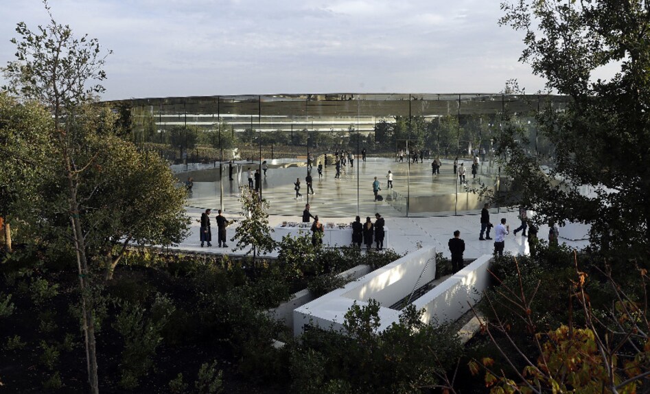 People arrive for a new product announcement at the Steve Jobs Theater on the new Apple campus. Image: AP Photo People arrive for a new product announcement at the Steve Jobs Theater on the new Apple campus. Image: AP Photo