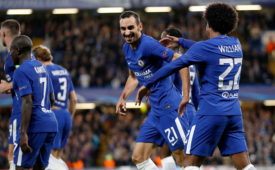 Davide Zappacosta (21) scored in his first start for Chelsea from a cross against Qarabag. The Italian also assisted Mitchy Batshuayi's second goal. AP Davide Zappacosta (21) scored in his first start for Chelsea from a cross against Qarabag. The Italian also assisted Mitchy Batshuayi's second goal. AP