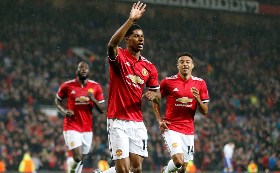 Marcus Rashford scored on his Champions League debut after goals from Marouane Fellaini and Romelu Lukaku had given Manchester United the lead against FC Basel. AP Marcus Rashford scored on his Champions League debut after goals from Marouane Fellaini and Romelu Lukaku had given Manchester United the lead against FC Basel. AP
