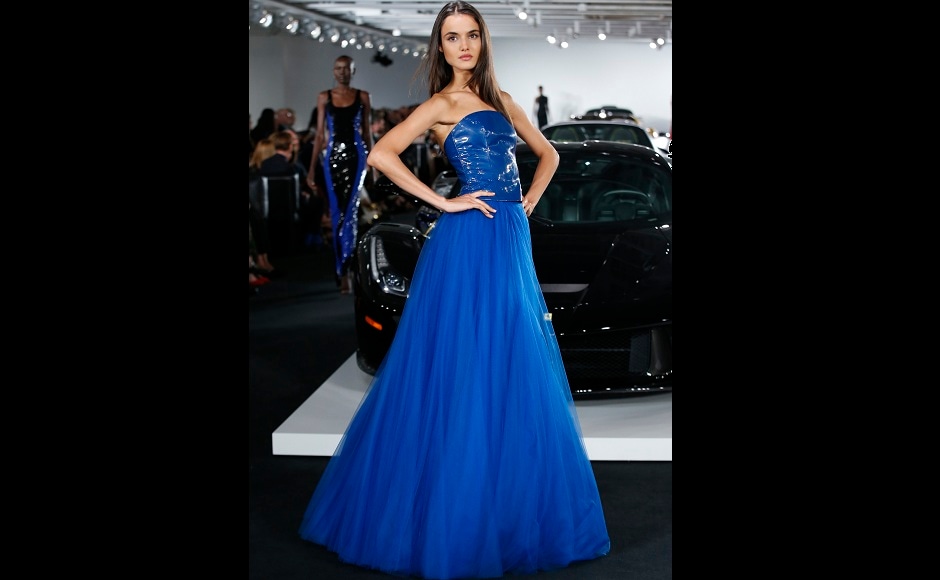 Floor length, ruffled gowns were the highlight of the Ralph Lauren fashion show, held in New York. Floor length, ruffled gowns were the highlight of the Ralph Lauren fashion show, held in New York.