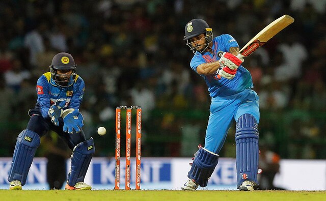 Manish Pandey during his 51-run knock in the T20 match against Sri Lanka. AP Manish Pandey during his 51-run knock in the T20 match against Sri Lanka. AP