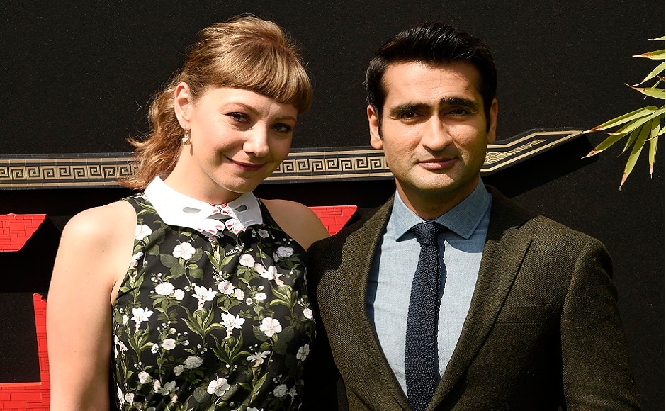 Kumail Nanjiani (right) a cast member in the film, poses with his wife Emily V Gordon at the premiere. Photo courtesy: AP/Chris Pizzello Kumail Nanjiani (right) a cast member in the film, poses with his wife Emily V Gordon at the premiere. Photo courtesy: AP/Chris Pizzello
