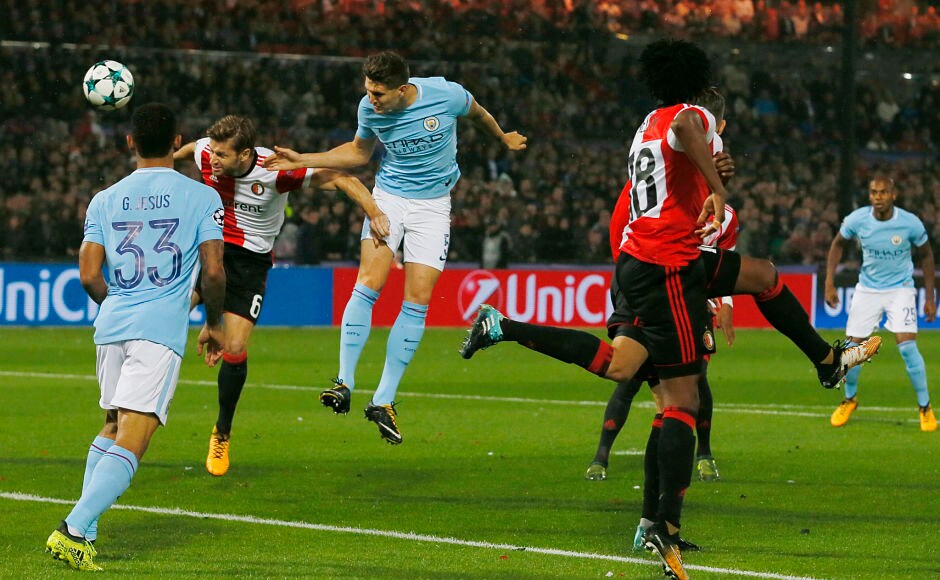 Manchester City's John Stones opened the scoring in Rotterdam as Pep Guardiola's side got off to a comfortable start in the Champions League. Stones scored twice in what was an impressive performance from the England international. AP Manchester City's John Stones opened the scoring in Rotterdam as Pep Guardiola's side got off to a comfortable start in the Champions League. Stones scored twice in what was an impressive performance from the England international. AP