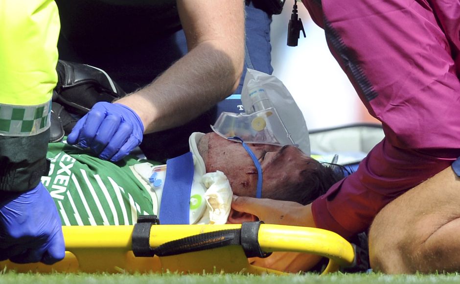 The pivotal moment of the game came when Sadio Mane was sent off for a high boot that left Manchester City goalkeeper severely injured. AP The pivotal moment of the game came when Sadio Mane was sent off for a high boot that left Manchester City goalkeeper severely injured. AP