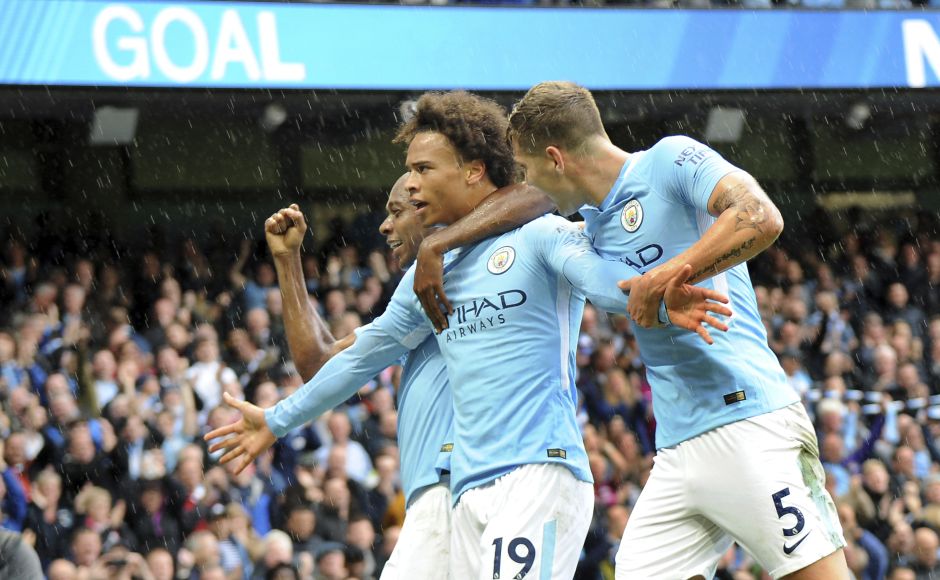 Manchester City made the most of their numerical advantage as Leroy Sane netted a late brace to complete a 5-0 rout. AP Manchester City made the most of their numerical advantage as Leroy Sane netted a late brace to complete a 5-0 rout. AP