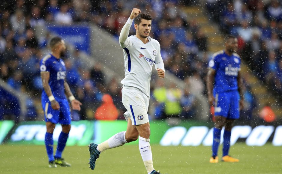 Alvaro Morata scored again to give Chelsea the lead against Leicester City in the first half at the King Power Stadium. AP Alvaro Morata scored again to give Chelsea the lead against Leicester City in the first half at the King Power Stadium. AP