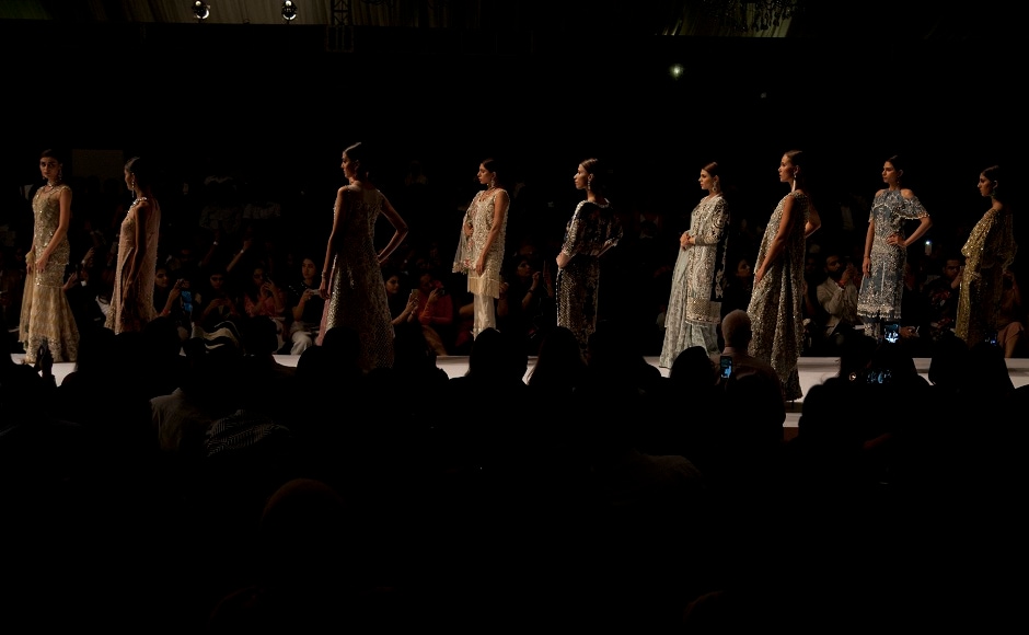 Models line up at the runway to show various creations by designer Saira Shakira during the Pakistan Spring/Summer 2017 Fashion Show Week in Karachi, Pakistan. Image courtesy: AP/Shakil Adil Models line up at the runway to show various creations by designer Saira Shakira during the Pakistan Spring/Summer 2017 Fashion Show Week in Karachi, Pakistan. Image courtesy: AP/Shakil Adil