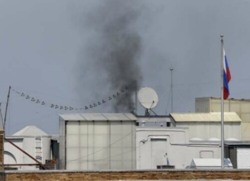 Smoke pours from Russia's oldest consulate in San Francisco after Donald Trump orders its closure Smoke pours from Russia's oldest consulate in San Francisco after Donald Trump orders its closure