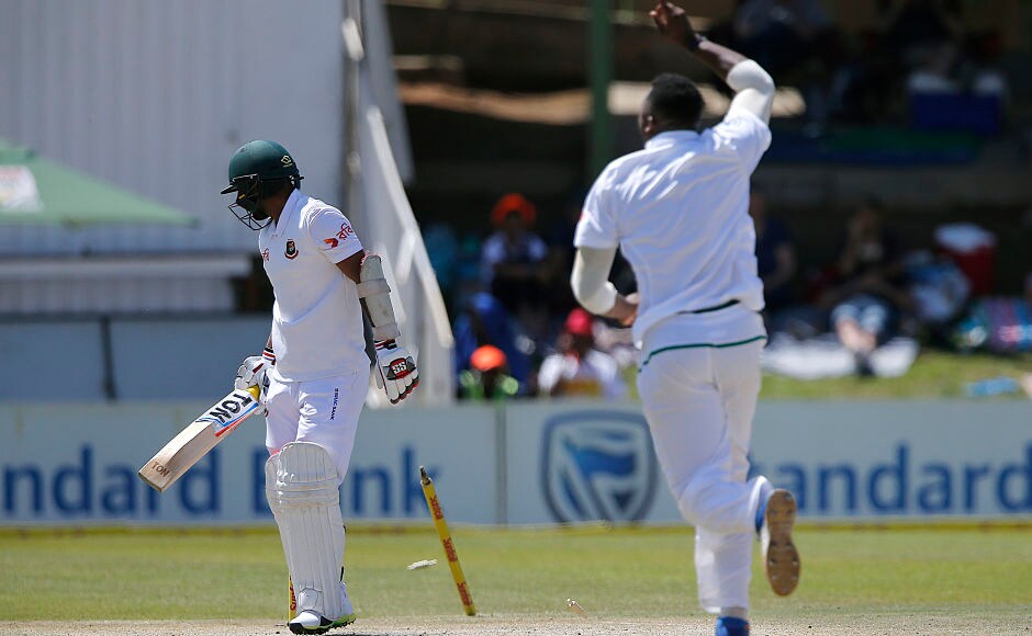 Andile Phehlukwayo knocked over Liton Das' off stump after the later shouldered arms to an incoming delivery. AFP Kagiso Rabada's 10-wicket haul humbles Bangladesh Tigers, helping South Africa achieve biggest Test win