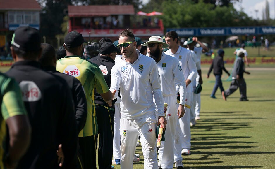 Players from both sides shake hands after South Africa dominate 2nd Test to win by a massive margin of an innings and 254 runs to take the Test series 2-0 against Bangladesh. AFP Kagiso Rabada's 10-wicket haul humbles Bangladesh Tigers, helping South Africa achieve biggest Test win