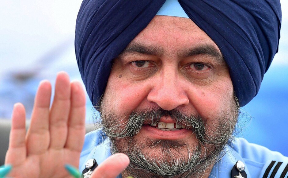 Air Chief Marshal BS Dhanoa addresses the media after the parade at Hindon Air Force base in Ghaziabad on Sunday. PTI Stellar show adorns the skies at IAF's 85th Air Force Day parade in Ghaziabad