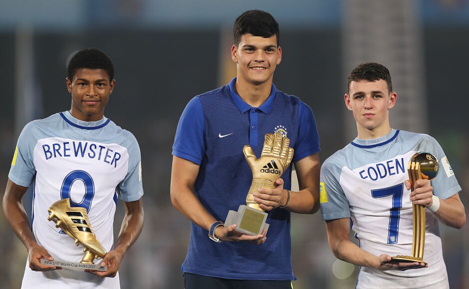 Phil Foden won the Golden Ball award given to the tournament's best player while teammate Rhin Brewster grabbed the Golden Boot award given to the tournament's top scorer. Brazil goalkeeper Gabriel Brazao won the Golden Glove award presented to the tournament's best goalkeeper. Getty Phil Foden stars as England thrash European rivals Spain to clinch FIFA U-17 World Cup 2017