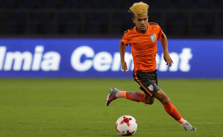 Indian footballer Komal Thatal, the leading scorer of India's U-17 team, in action during the training session ahead of the country's first ever match at a World Cup across all age levels. The World Cup begins on Friday. AP India gear up for their opening match against the USA in FIFA U-17 World Cup 2017