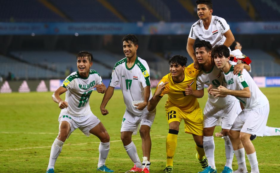 Iraq players celebrate after 3-0 win over Chile that put them close to a place in the knock-out stages of the FIFA U-17 World Cup. GettyImages
