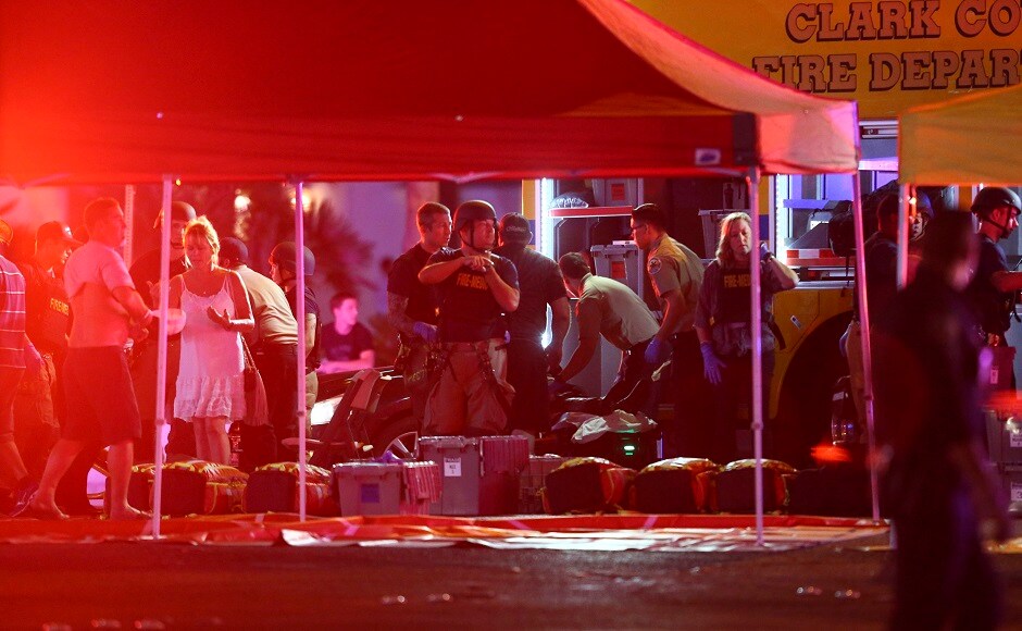 Medics treated the wounded after the attack as police responded to the emergency. Locals gathered in City Hall to remember those killed and held a candlelight vigil. AP Las Vegas attack aftermath: People line up at blood donation centres; mood sombre at Mandalay Bay