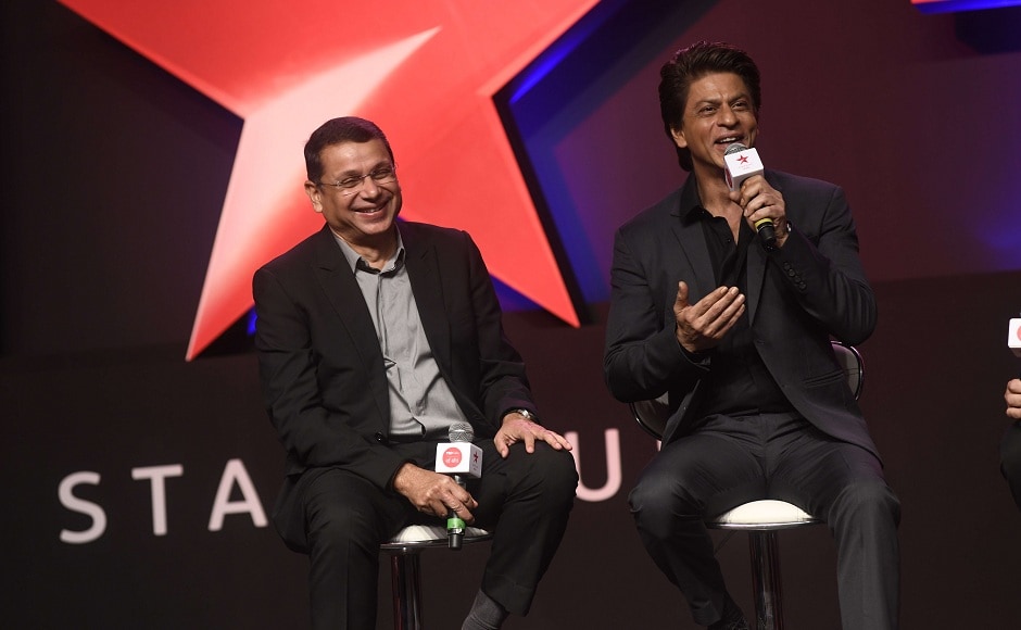 Uday Shankar CEO Chairman at Star India and Shah Rukh Khan address the press at the launch of TED Talks India. Shah Rukh Khan attends launch of TED Talks India Nayi Soch by Star Plus