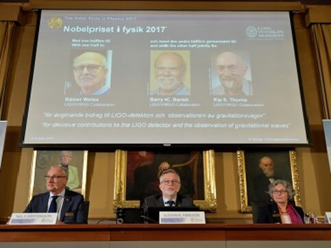 Nobel Prize for Physics awarded to Rainer Weiss, Barry Barish, Kip Thorne for work on gravitational waves Nobel Prize for Physics awarded to Rainer Weiss, Barry Barish, Kip Thorne for work on gravitational waves