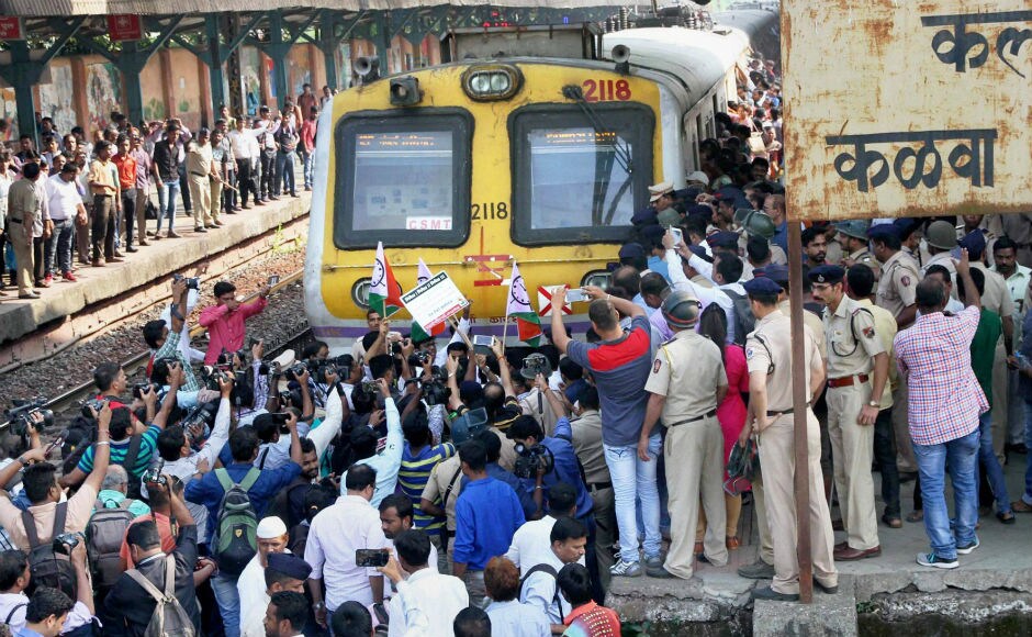 An attempt by NCP MLA Jitendra Awhad and his supporters to stage a rail roko at Mumbai's suburban Kalwa station during peak office hours on Tuesday morning was foiled by the railway security personnel. PTI NCP holds rail roko at Mumbai's Kalwa station to condemn Elphinstone stampede mishap
