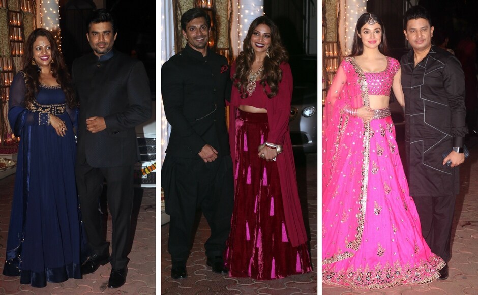 Sarita Birje and R Madhavan; Karan Singh Grover and Bipasha Basu; Divya and Bhushan Kumar. Photo: Sachin Gokhale/Firstpost Sarita Birje and R Madhavan; Karan Singh Grover and Bipasha Basu; Divya and Bhushan Kumar. Photo: Sachin Gokhale/Firstpost