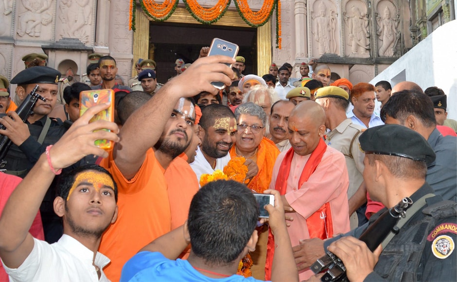 Uttar Pradesh chief minister Yogi Adityanath on Thursday visited the disputed Ram Janmabhoomi site, a day after the mega pre-Diwali celebrations was organised by his government in the temple town. He was on a two-day visit to Ayodhya. PTI Uttar Pradesh chief minister Yogi Adityanath on Thursday visited the disputed Ram Janmabhoomi site, a day after the mega pre-Diwali celebrations was organised by his government in the temple town. He was on a two-day visit to Ayodhya. PTI