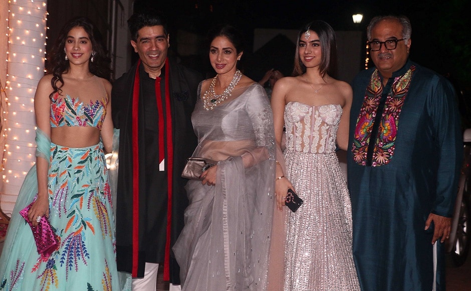 Sridevi and Boney Kapoor with their daughters Jhanvi and Khushi, and designer Manish Malhotra. Photo: Sachin Gokhale/Firstpost Sridevi and Boney Kapoor with their daughters Jhanvi and Khushi, and designer Manish Malhotra. Photo: Sachin Gokhale/Firstpost