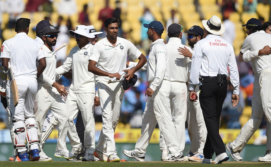 India completed their joint-biggest Test win, annihilating Sri Lanka by an innings and 239 runs in the second Test at VCA stadium, Nagpur. AFP India completed their joint-biggest Test win, annihilating Sri Lanka by an innings and 239 runs in the second Test at VCA stadium, Nagpur. AFP