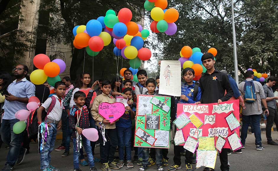 Indian law makes gay sex punishable by up to 10 years in prison. Matiyani said the law is often used by the police and community members to threaten people or extort money from them. Children hold colourful balloons and placards in support of gay rights. AP Indian law makes gay sex punishable by up to 10 years in prison. Matiyani said the law is often used by the police and community members to threaten people or extort money from them. Children hold colourful balloons and placards in support of gay rights. AP