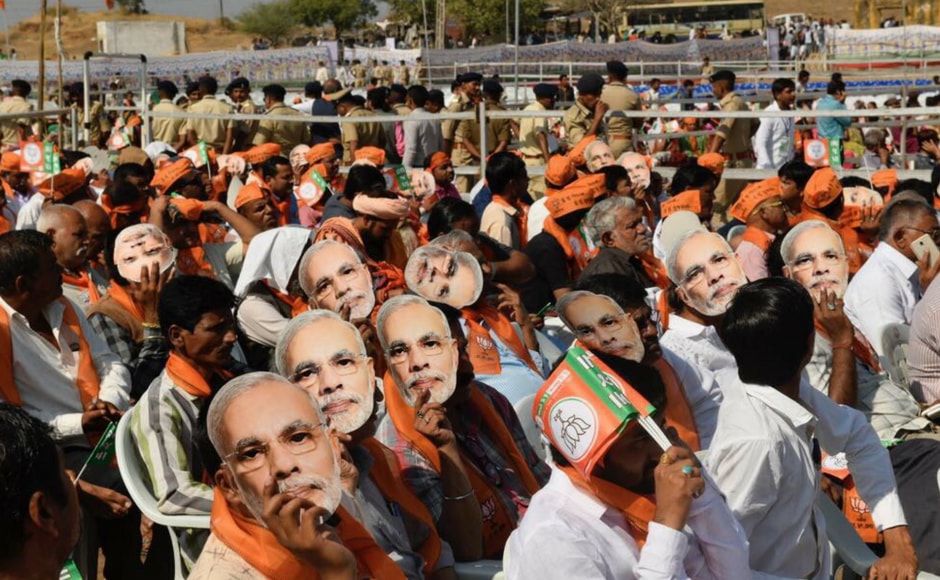 Most of his supporters were seen wearing Modi masks and BJP sashes while chanting the slogan — Har Har Modi. Firstpost @Pallavi Rebbapragada Most of his supporters were seen wearing Modi masks and BJP sashes while chanting the slogan — Har Har Modi. Firstpost @Pallavi Rebbapragada