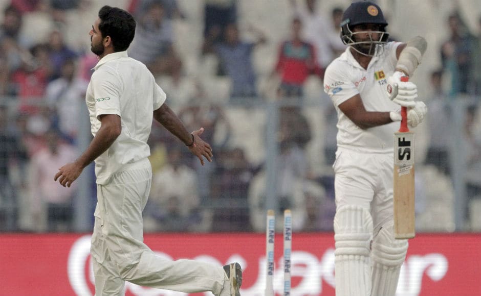 In the second innings, Bhuvneshwar Kumar's figures read four wickets, eight runs in 11 overs. It was a bowling masterclass from the pacer. AP In the second innings, Bhuvneshwar Kumar's figures read four wickets, eight runs in 11 overs. It was a bowling masterclass from the pacer. AP