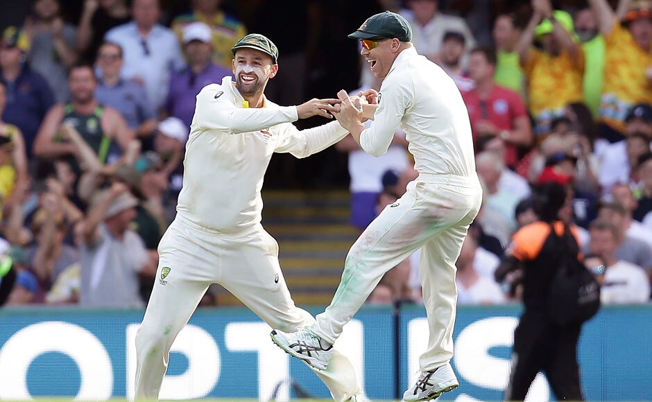 Nathan Lyon's acrobatic piece of fielding led to James Vince's run out as Australia dismissed Vince and Stoneman within a span of five overs. AP Nathan Lyon's acrobatic piece of fielding led to James Vince's run out as Australia dismissed Vince and Stoneman within a span of five overs. AP