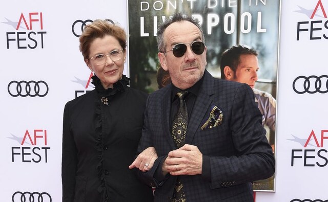 Annette Bening (L) was joined by Elvis Costello at the screening. Film Stars Don't Die in Liverpool depicts the tragic life of Hollywood sensation Gloria Grahame, played by Benning. AP Annette Bening (L) was joined by Elvis Costello at the screening. Film Stars Don't Die in Liverpool depicts the tragic life of Hollywood sensation Gloria Grahame, played by Benning. AP