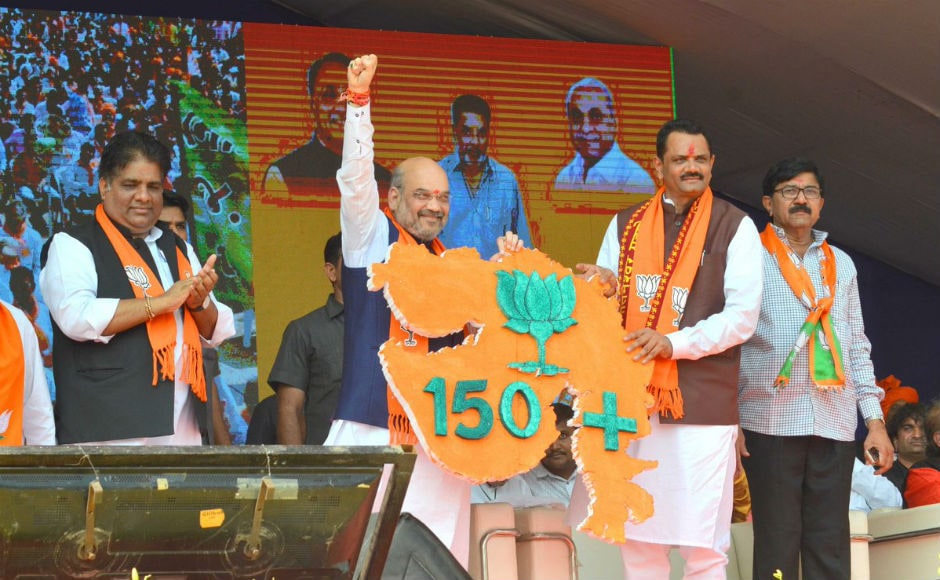 BJP President Amit Shah has asserted that his party will win over 150 out of the total 182 seats in the Gujarat Assembly elections. Shah was campaigning for state party president Jitu Waghani in Bhavnagar. Twitter @AmitShah BJP President Amit Shah has asserted that his party will win over 150 out of the total 182 seats in the Gujarat Assembly elections. Shah was campaigning for state party president Jitu Waghani in Bhavnagar. Twitter @AmitShah