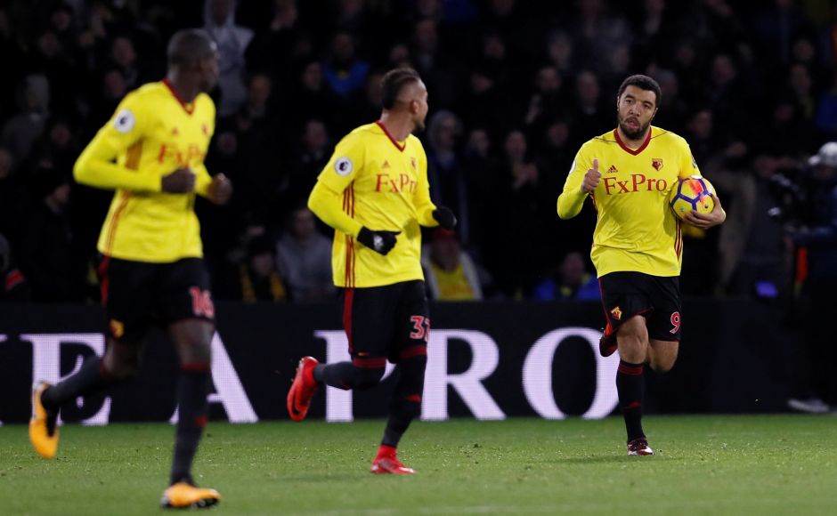 Watford skipper Troy Deeney pulled one back for his side and Abdoulaye Doucoure reduced the deficit to a goal as Watford fought back in the second half. Reuters Watford skipper Troy Deeney pulled one back for his side and Abdoulaye Doucoure reduced the deficit to a goal as Watford fought back in the second half. Reuters