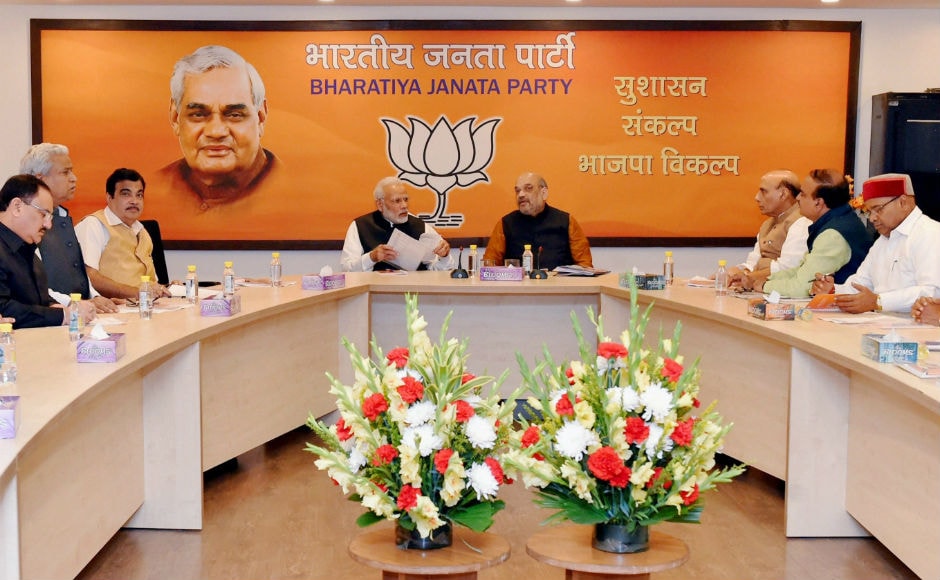 The BJP's parliamentary board, led by Narendra Modi and BJP president Amit Shah met on Wednesday at the BJP's national headquarters in Delhi to discuss probable candidates for Gujarat Assembly elections. PTI The BJP's parliamentary board, led by Narendra Modi and BJP president Amit Shah met on Wednesday at the BJP's national headquarters in Delhi to discuss probable candidates for Gujarat Assembly elections. PTI