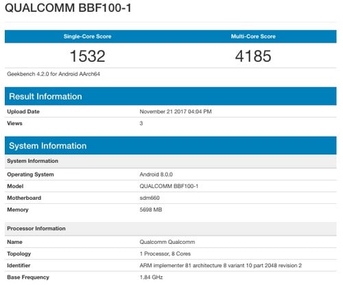 Benchmarks of BBF100-1. GeekBench
