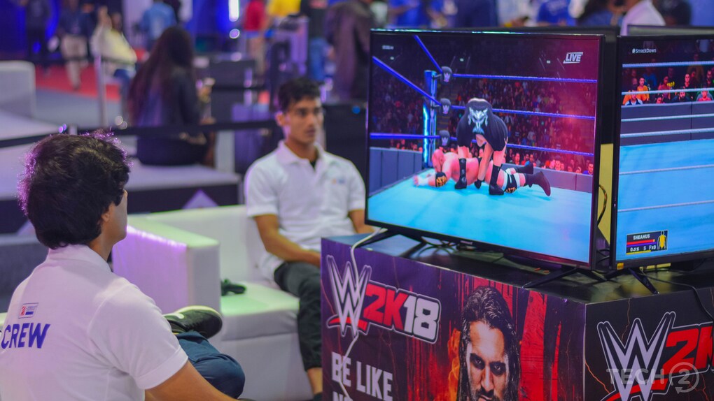 Other gaming titles like NBA 2018 and the WWE2K18 were also available at the event for gamers to game on. Image: tech2/Rehan Hooda Other gaming titles like NBA 2018 and the WWE2K18 were also available at the event for gamers to game on. Image: tech2/Rehan Hooda