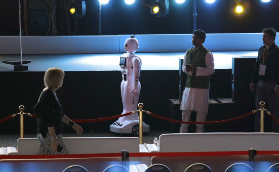 An indigenous robot ‘Mitra’ will welcome and briefly interact with Ivanka. The event will bring together 1,500 emerging entrepreneurs and investors, and ecosystem supporters from 150 countries for training and mentoring sessions, networking and investment matchmaking. AP An indigenous robot ‘Mitra’ will welcome and briefly interact with Ivanka. The event will bring together 1,500 emerging entrepreneurs and investors, and ecosystem supporters from 150 countries for training and mentoring sessions, networking and investment matchmaking. AP