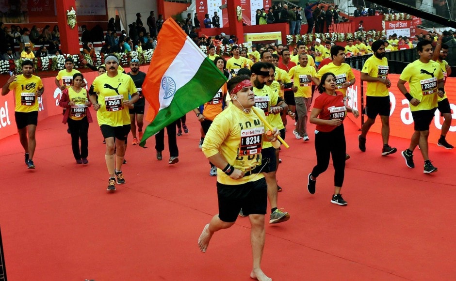 Around 35,000 participated from across the world in the Airtel Delhi Half Marathon 2017 despite the warnings from the Indian Medical Association (IMA) over escalating levels of toxic smog in the national capital. PTI Around 35,000 participated from across the world in the Airtel Delhi Half Marathon 2017 despite the warnings from the Indian Medical Association (IMA) over escalating levels of toxic smog in the national capital. PTI
