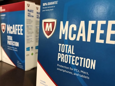 McAfee computer security software is shown for sale at a computer store in San Marcos, California, U.S., May 15, 2017. REUTERS/Mike Blake - RC19962B2130
