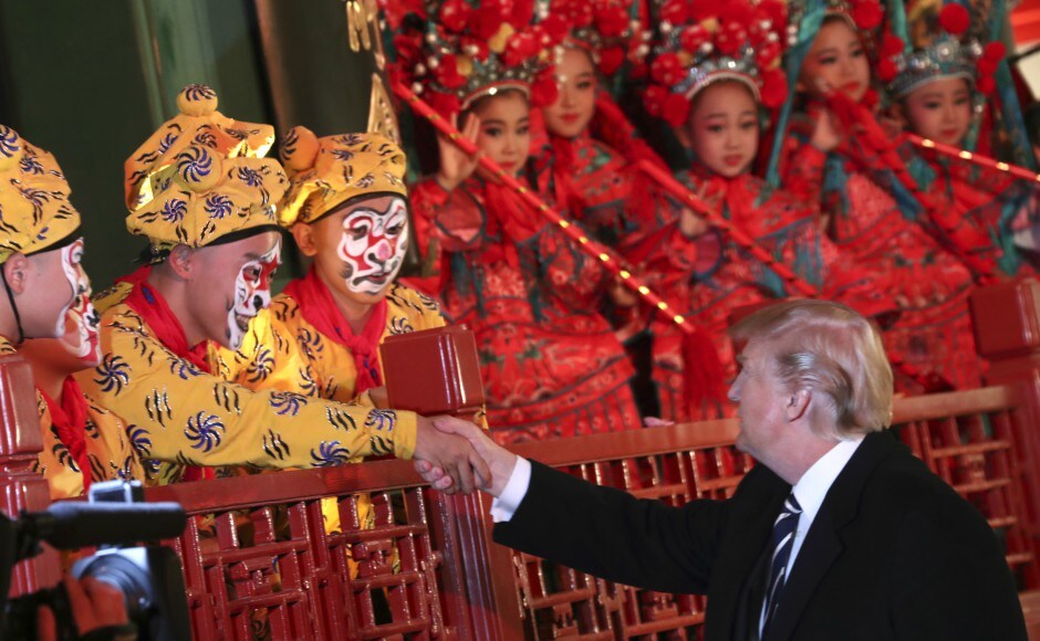 Donald Trump took in a music-and-dance performance Wednesday in the Forbidden City by young opera students dressed in ornate traditional Chinese costumes. AP Donald Trump receives elaborate welcome on first visit to China, holds talks with Xi Jinping