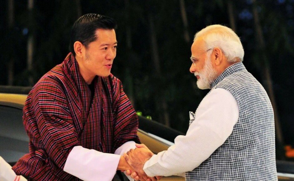 Bhutan's King conveyed his appreciation for the support India provides in Bhutan's socio-economic development. Twitter@narendramodi Narendra Modi meets Bhutan king, family in India; thankful for Thimphu's help in resolving Doka La issue
