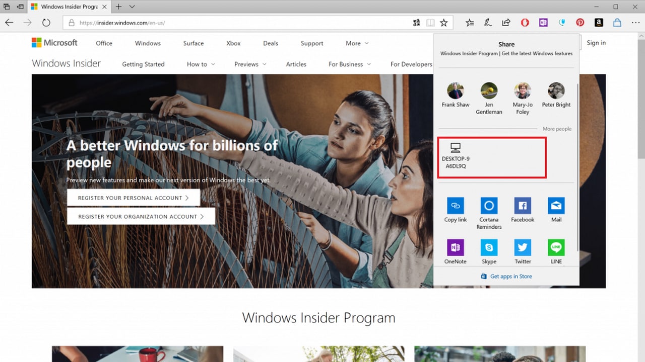 Windows 10 Nearby Share Feature. Image: Microsoft