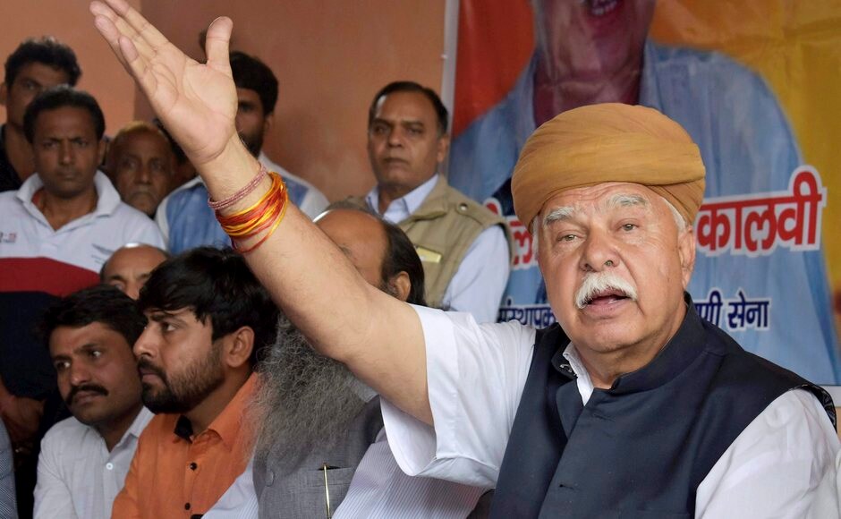 Founder of Karni Sena, Lokendra Singh Kalvi in Gurugram also addressed media and said that he has given the call for shut down on 1 December against the release of Padmavati. PTI Founder of Karni Sena, Lokendra Singh Kalvi in Gurugram also addressed media and said that he has given the call for shut down on 1 December against the release of Padmavati. PTI